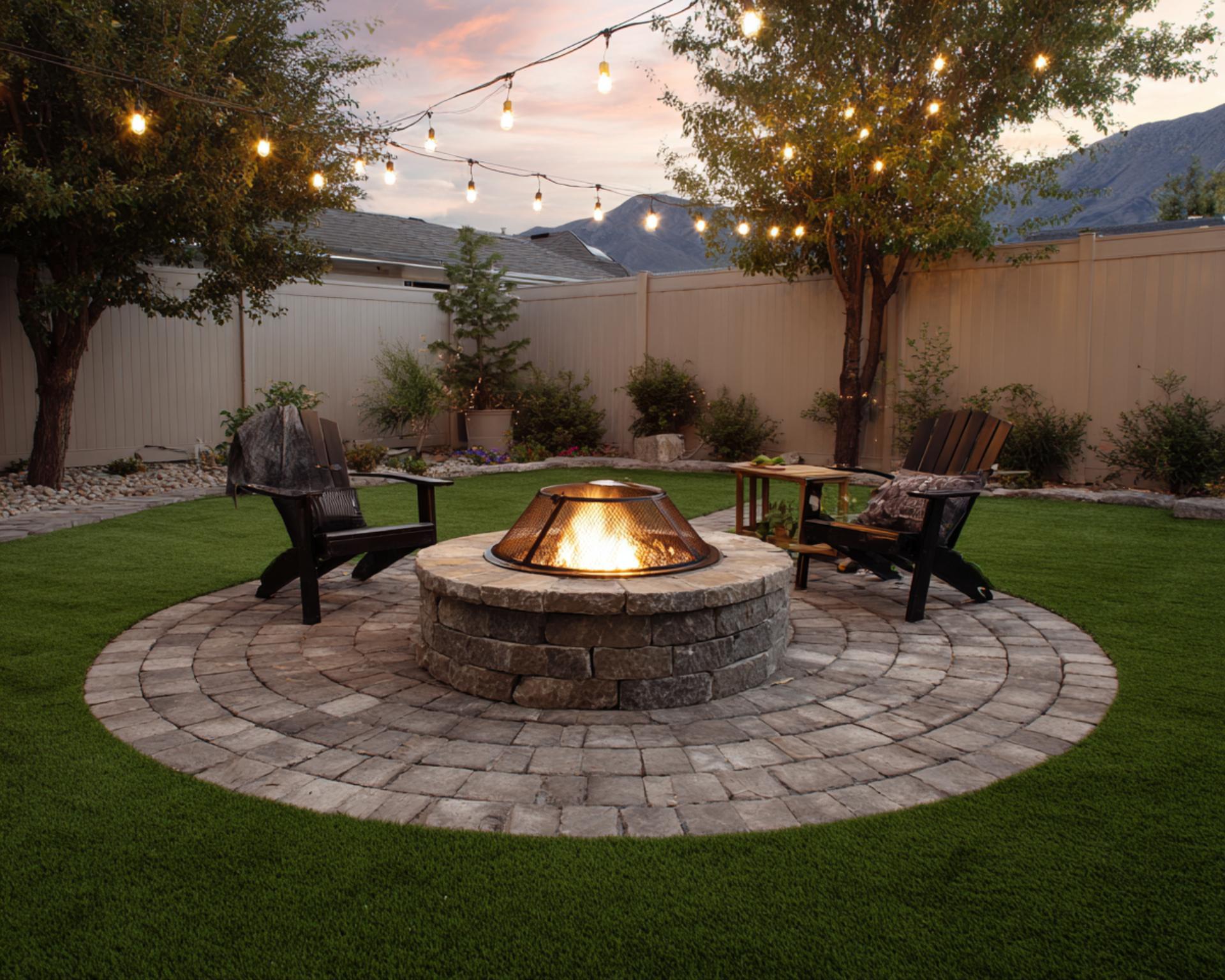 fire pit on grass 