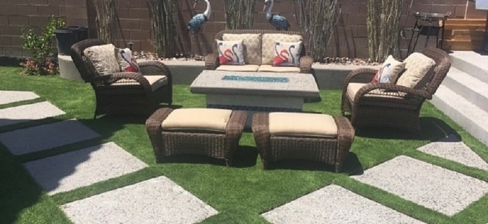 artificial grass between pavers