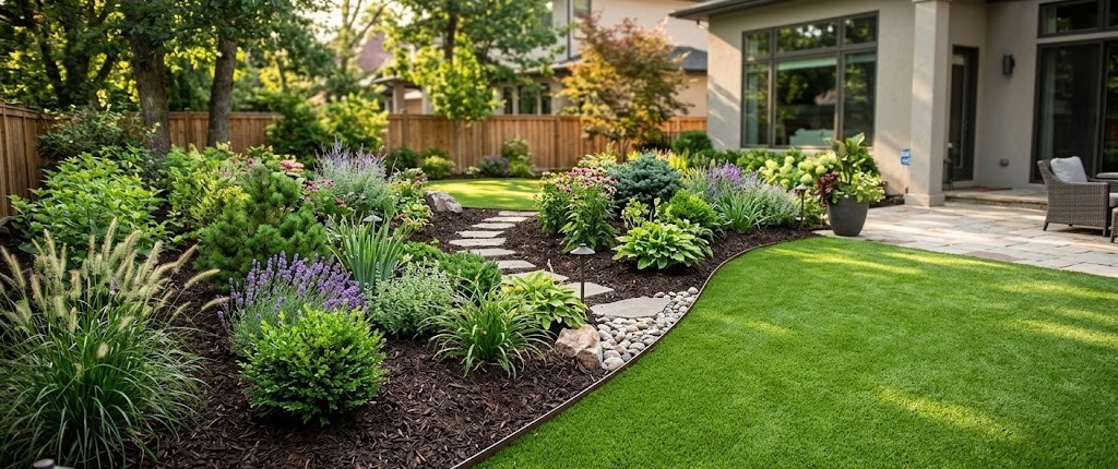 Mulch and artificial grass idea