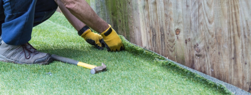 Artificial grass being installed