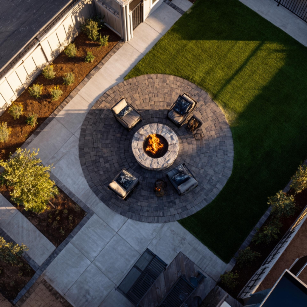 fire pit on grass