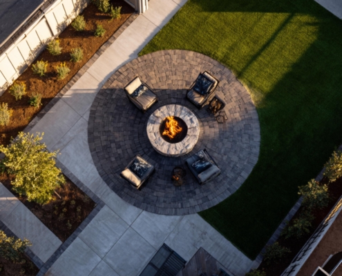 fire pit on grass