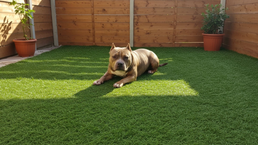dog relaxing on pet friendly artificial turf