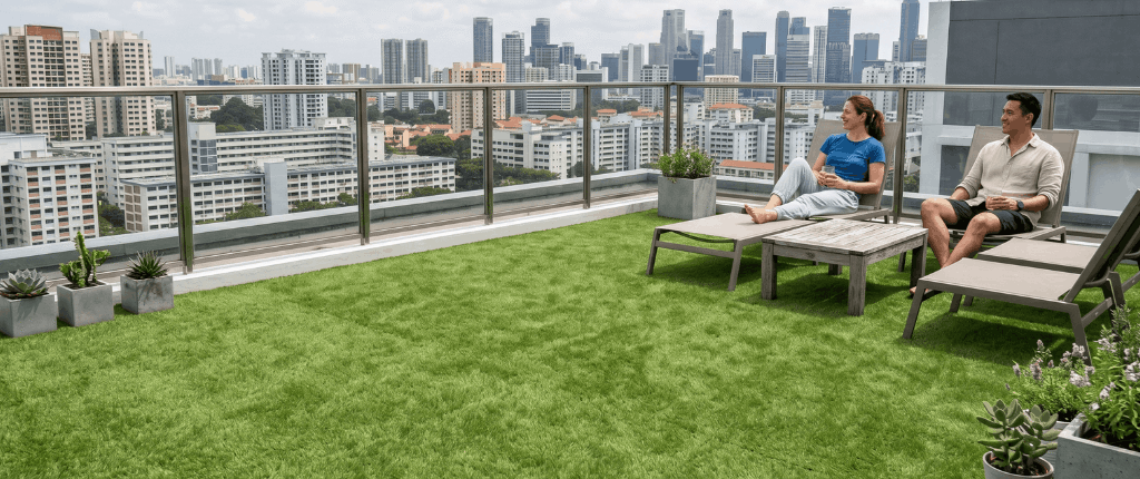 Artificial grass for rooftops
