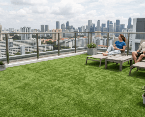 Artificial grass for rooftops