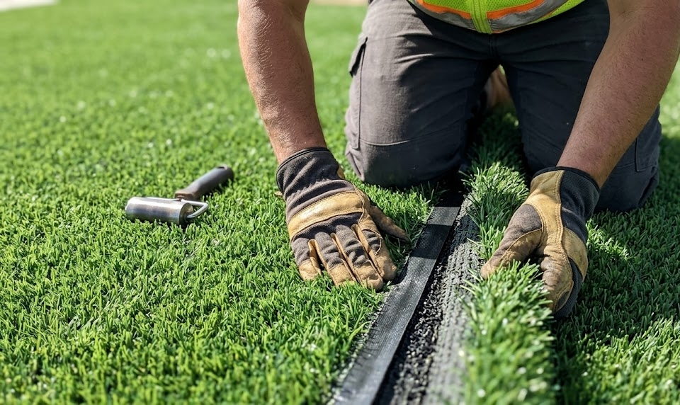 Artificial turf football field installation process