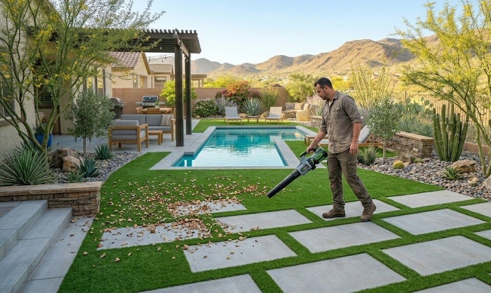 artificial turf backyard maintenance