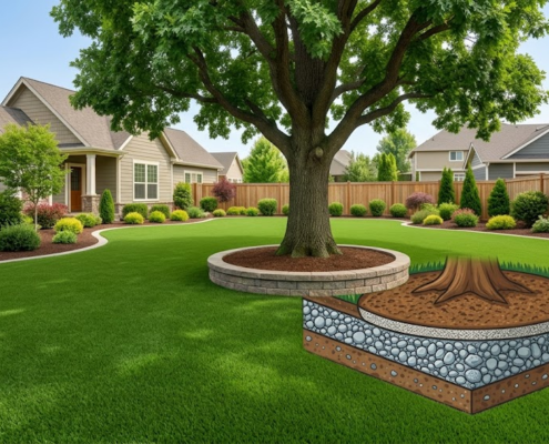 Artificial Grass Around Trees