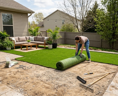 Artificial grass on patios